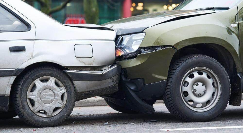 Two cars parked, related to car accident
