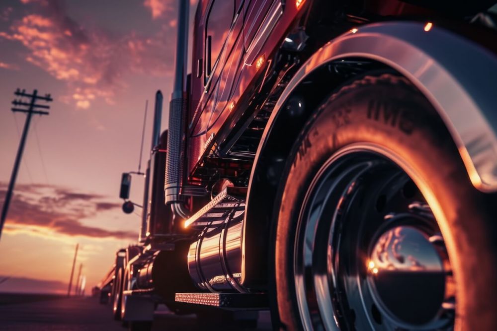 detail shot of semi truck