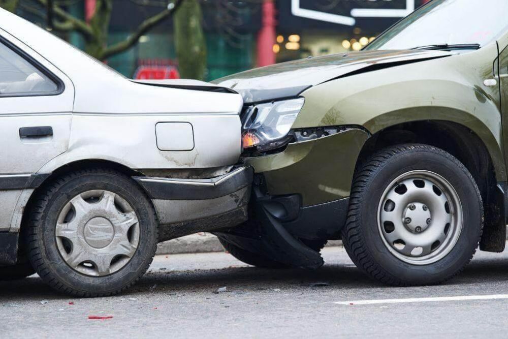 Two cars parked, related to car accident